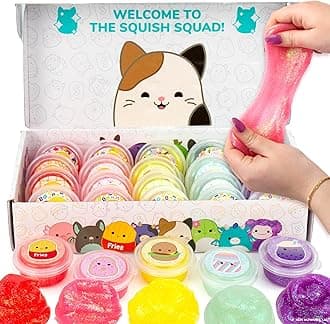 Original Squishmallows Ultimate Compounds Set, 25-Pack, Scented Glitter Slimes, Slime Party Favors for Kids, Slime Bulk, Kids Party Favors Goodie Bags, Mini Slime, Sludge Toys