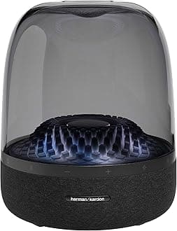 Harman Kardon Aura Studio 4, Bluetooth Speaker with Transparent Dome and Theme Light Game, Elegant Design and Extraordinary 360° Sound, Black, EU Plug (Type C)