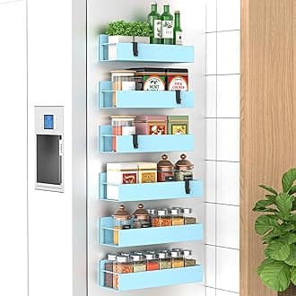 6 Pack Magnetic Spice Storage Rack Organizer for Refrigerator and Oven, Blue Fridge Organizers and Storage