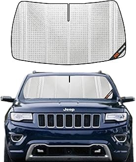 Pigenius Windshield Sun Shade for Jeep Grand Cherokee 2014-2021.Full Coverage Rearview Mirror Shade for Ultimate Protection