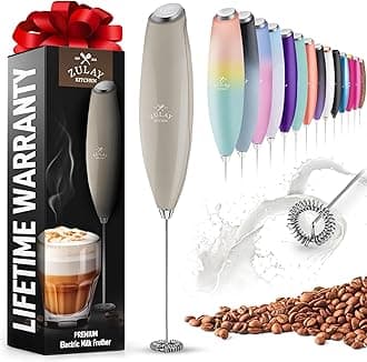 Zulay Powerful Milk Frother for Coffee with Upgraded Titanium Motor - Handheld Frother Electric Whisk, Milk Foamer, Mini Mixer & Coffee Blender Frother for Frappe, Latte, Matcha, No Stand - Gray