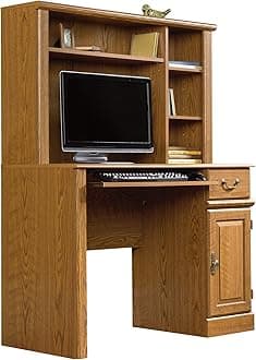 Orchard Hills Computer Desk with Hutch, Carolina Oak