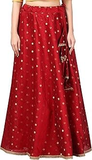 Studio ShringaarWomen's Polyester Readymade Chanderi Silk Long Skirt Lahenga