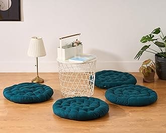 Premium Cotton Floor Seating Cushion | Luxurious Comfort & Microfiber Fill 60X60 CM Large Size for Meditation | Pooja | Living Room | Pets | Outdoor Botanical Green Pack of 4