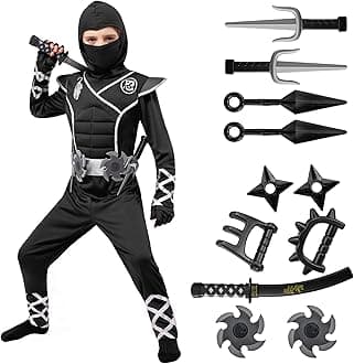 Spooktacular CreationsHalloween Ninja Costume, Ninja Outfit Set for Kids, Halloween Costumes for Boys Dress Up Party