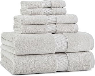 Aston & Arden Luxury Egyptian Cotton 6 Piece Bath Towel Set, 600 GSM Plush Soft Absorbent Bathroom Towels for Spa or Hotel, Tan (2 Bath Towels, 2 Hand Towels, 2 Washcloths)