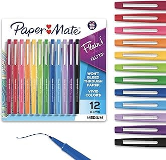 Paper Mate Flair Point-Guard Porous Point Pen - Multicolor Body, Multicolor Ink, Pack of 12