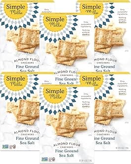 Simple Mills Almond Flour Crackers, Fine Ground Sea Salt, Gluten Free, Flax Seed, Sunflower Seeds, Corn Free, Good for Snacks, Made with whole foods, 6 Count (Packaging May Vary)