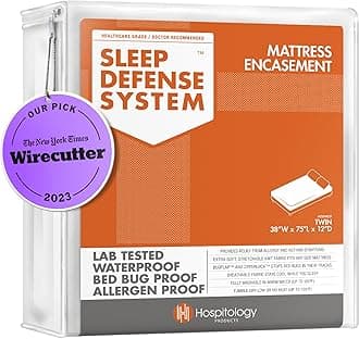 Zippered Mattress Encasement - Sleep Defense System - Twin - Waterproof - Stretchable - Standard 12" Depth - 38" W x 75" L