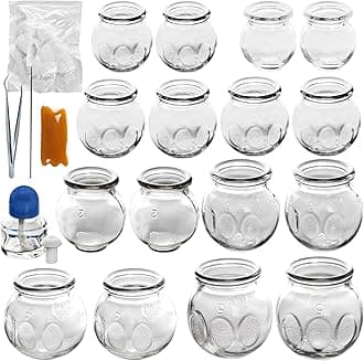 Professional Chinese Acupoint Cupping Therapy Sets, 16 Pcs Glass Cupping Set