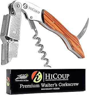 Hicoup Professional Corkscrew - Manual Wine Bottle Opener with Foil Cutter for Waiters, Bartenders & Home