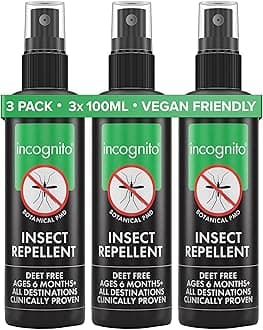 Insect Repellent Spray - 3x100ml - Travel-Sized Natural DEET Free Formula - Protects for Up to 7 Hours - Shields from a Wide Range of Biting Insects - Travel Friendly Organic Mosquito Repellent