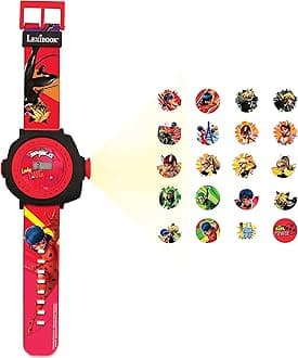 Miraculous Ladybug Cat Noir, Adjustable Projection Watch Digital Screen with 20 Images, Red/Black, DMW050MI