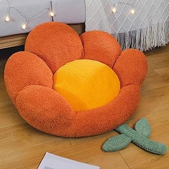 Goodliest Flower Seat Cushion Cute Floor Pillow Thickened Flower Shape Floor Pillows Seating for Adults Floor Cushions for Relax Yoga Meditation Orange 25.59" x 23.62"
