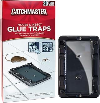 Catchmaster-20 Mouse & Insect Glue Traps, Heavy-Duty Non-Toxic Glue Traps, Sticky Mouse Traps Indoor for Home, Used by the PROs, Adhesive Rodent & Bug Catcher, Pest Control for House & Garage