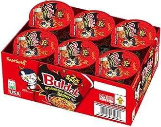 2X Buldak Spicy Hot Chicken Stir Fried Cup Noodles (Pack of 6)