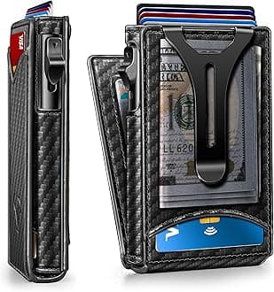 Men Wallet,Magnetic Metal Wallet Money Clip 9Cards Pop-up Access RFID Blocking