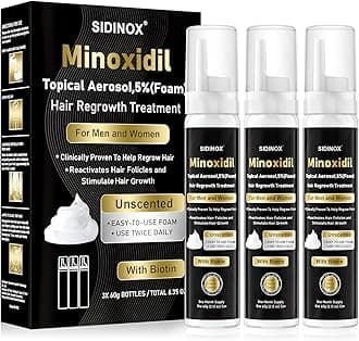 5% Minoxidil Foam for Men & Women - Hair Growth Treatment with Biotin, Non-Greasy Fast Absorbing Foam for Thinning Hair, Regrow Fuller Thicker Hair & Beard, 3 Month Supply (3 x 2.12 oz)