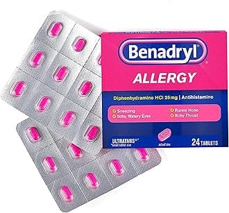 Benadryl Allergy Relief 25 mg Diphenhydramine HCl Tablet, 24 per Box
