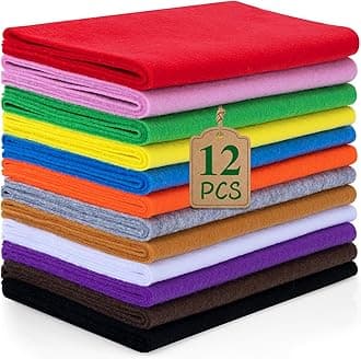12 Rolls 8"x35"(20.5x90cm) 1.4mm Thick Soft Felt Fabric Sheet 12 Assorted Classic Series Colors Felt Pack for DIY Craft Sewing Squares Nonwoven Patchwork