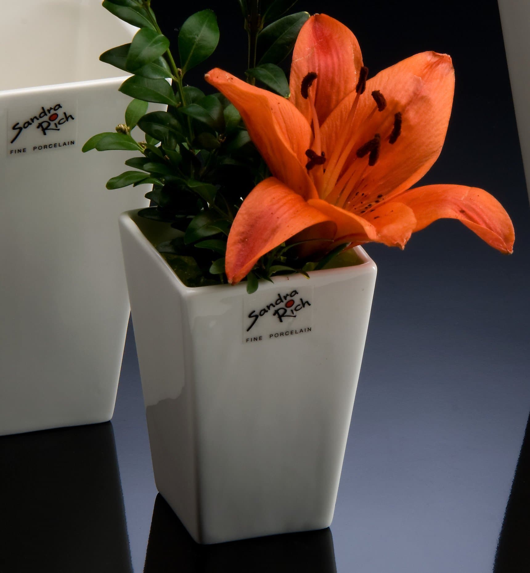 Porcelain flower pot Square rectangular white 6,0 x 6,0 cm hoch Ø 9 cm by Sandra Rich