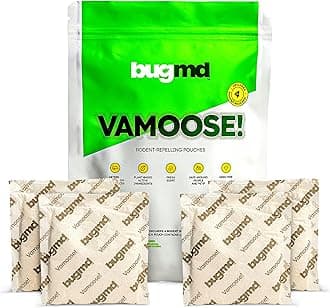 BugMD Vamoose Rodent Repellent Pouches (1 Pack, 4 Pouches) Plant-Powered Rat Repellent, Mouse Deterrent, Indoor & Outdoor Mice Repellent, Best Mouse Repellent, Natural Rat & Mouse Repellent