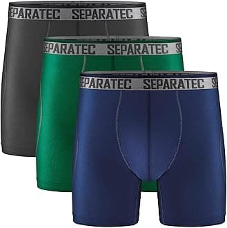 Separatec Men's Dual Pouch Underwear Active Mesh Cool Performance Long Boxer Briefs 3 Pack(M,Dark Gray/Navy Blue/Emerald)