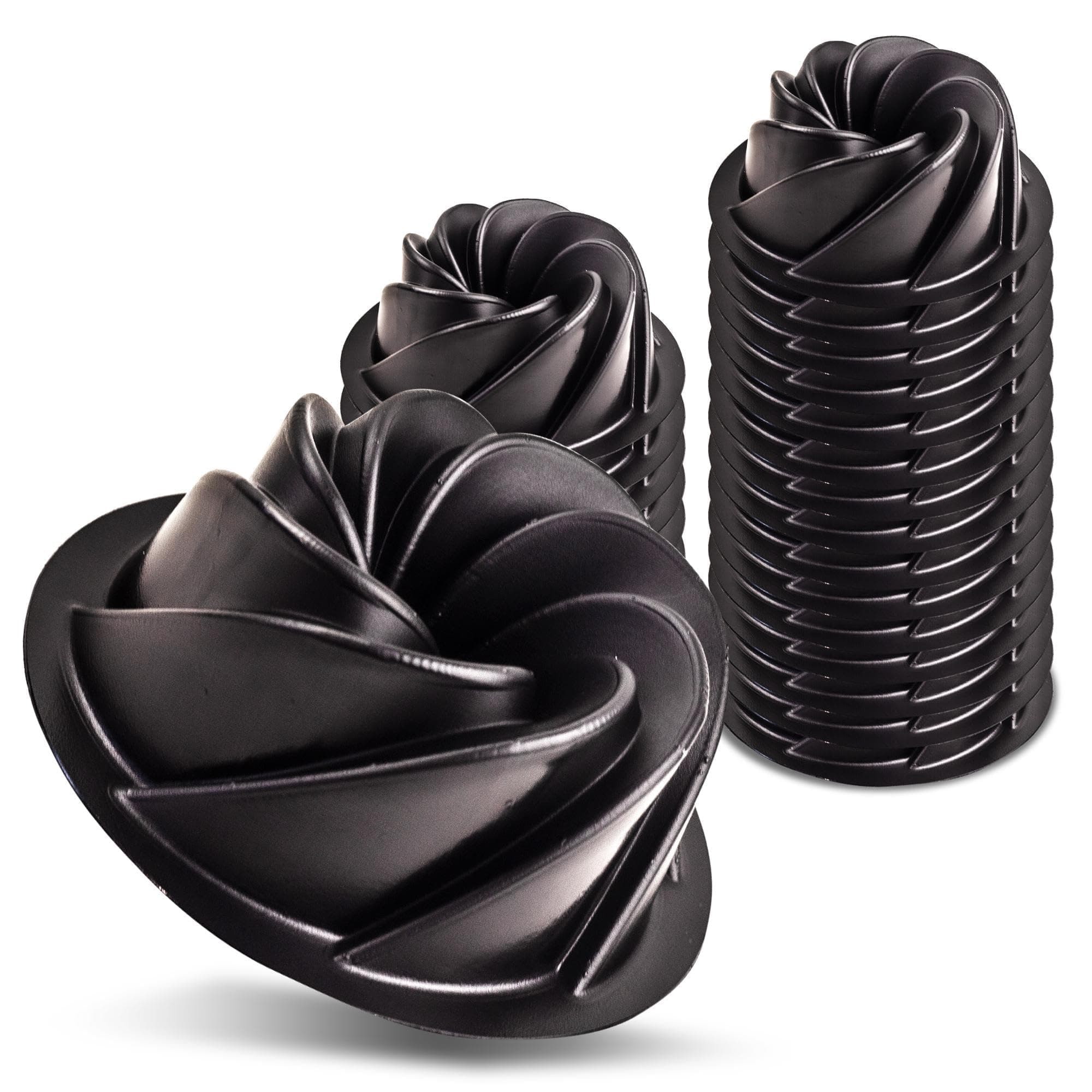 O'Creme Bakeable Plastic Mini Swirl Cake Pan, Baking Pan With Non-Stick Silicone, Reusable nonstick baking molds, Durable, Lightweight, Easy Storage for Baking and Much More - 25 QTY Pack