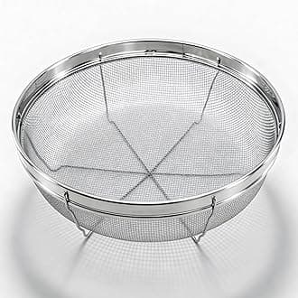 Fine Mesh Strainer for Kitchen, Stainless Steel Colander Bowl for Pasta, Rice, Fruit, Metal Net Baskets with Resting Base - Strain, Drain, Rinse (Diameter 11.02 inch)