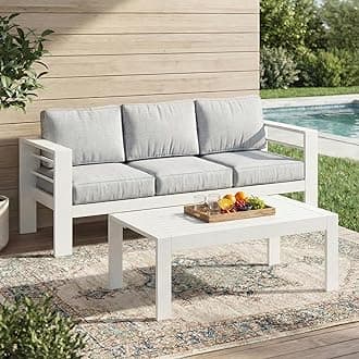 Solaste Aluminum Patio Furniture Set for All Weather, Oversized Metal Outdoor Furniture Set with 27.5" Deep Seating and 3.2" Wide Armrest, Outdoor Patio Sofa with 10" Back Suport Cushion