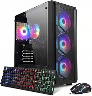 STGAubron Gaming PC Computer Desktop, Intel Core i7 8th Gen up to 4.1G, GeForce RTX 3050 6G, 16G DDR4, 512G SSD, WiFi 6, BT 5.2, RGB Fan x4, Windows 11 Home