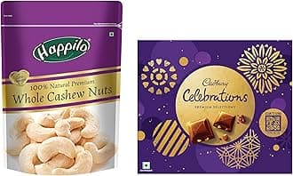 Cadbury Celebrations Premium Selections Chocolates Gift Pack 268 g & Happilo 100% Natural Premium Whole Cashews, 200 g (Pack of 1)