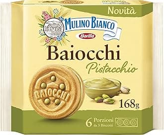Baiocchi Pistachio Biscuits, Pistachio Pastry Ideal for Breakfast or Snack, Palm Oil Free, 6 Servings of 3 Biscuits, 168.0 grams, 168.0 gram