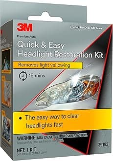 Quick and Easy Headlight Restoration Kit, Removes Light Yellowing in 15-Minutes, 39193, 1 Kit