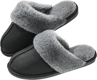 Parlovable Women Slippers with Memory Foam, Fuzzy Warm Bedroom House Shoes, Fluffy Winter Indoor Outdoor Anti-Skid Sole
