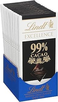 LindtEXCELLENCE 99% Cocoa Dark Chocolate Bar, 1.8 oz, 12 Pack, Packaging may vary