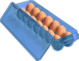 Utopia Home Egg Container For Refrigerator - 14 Egg Container With Lid & Handle, Egg Holder For Refrigerator, Egg Storage & Egg Tray (Blue, Pack of 1)
