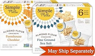 Simple Mills Almond Flour Crackers, Snacks Variety Pack (Fine Ground Sea Salt and Farmhouse Cheddar) - Gluten Free, Healthy Snacks, Plant Based, 4.9 Ounce (Pack of 2)