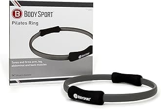 Body Sport Pilates Ring with Foam Padded Grips to Sculpt the Thighs, Core, Arms and More,Gray