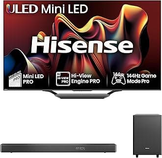 Hisense TV & Soundbar Bundle: 75U7NQTUK Mini-LED PRO TV Plus the AX3120G 3.1.2 Channel Soundbar with 360W Power & up-firing speakers - Perfect Match for Perfect Visual-Audio Experience