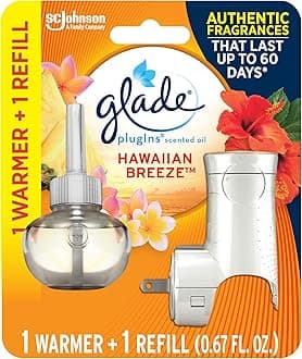 PlugIns Refills Air Freshener Starter Kit, Scented Oil for Home and Bathroom, Hawaiian Breeze, 0.67 Fl Oz, 1 Warmer + 1 Refill