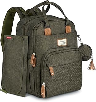 RUVALINO Diaper Backpack Large Diaper Backpack with Multifunctional Baby Bag and Mobile Changing Mat - Pacifier Holder - for Mom and Dad, One Size