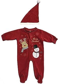 Just Love Christmas Coverall for Baby & Infant with Matching Santa Hat