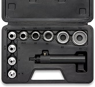 NEIKO 02614A Interchangeable Large Hollow Hole Punch Tool Set, 10 Piece, Gasket Maker, Heavy Duty Gasket Punch Set, Includes Hole Puncher Tool Carrying Case, Leather Punch Set