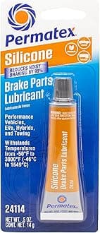 24114 Silicone Brake Parts Lubricant, Eliminates Noisy Braking, Fortified with Ceramic Solids, Non-Melting Formula Compatible with Metal, Rubber & Plastic, .5 Fl Oz.