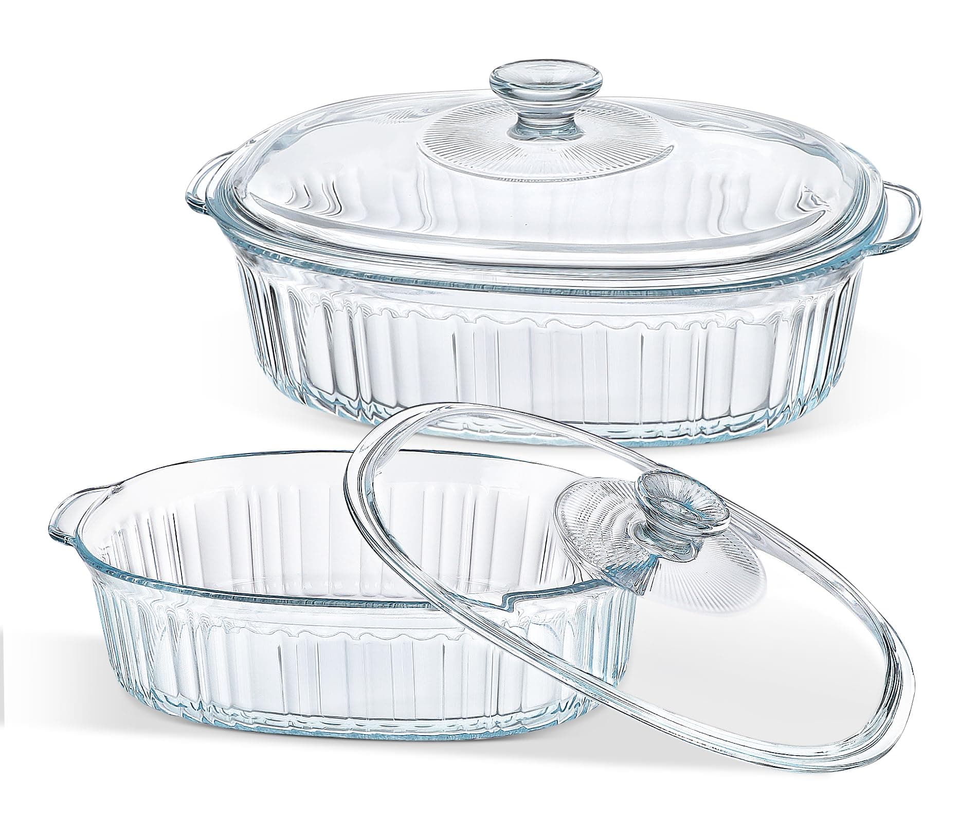 M MCIRCO 4-Piece Glass Casserole Baking Dish, Set of 2 Casseroles With Glass Lids, 1.9 Qt and 3 Qt