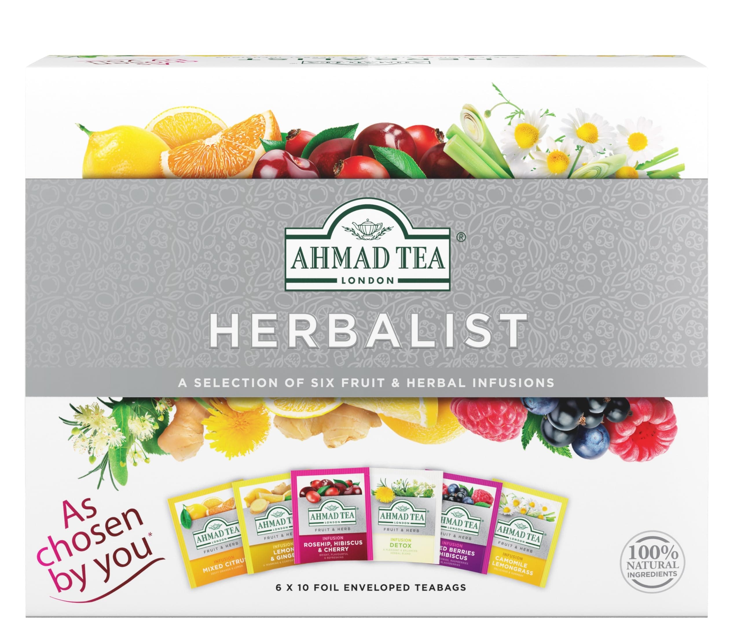 Selection Pack - Fruit and Herbal Infusions Gift Set | 60 Teabag Sachets in 6 Flavours