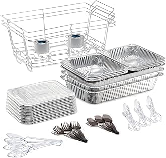 Tiger Chef 30-Piece Catering Set Serving Dishes for Parties Includes Chafer Pans Set and Disposable Serving Utensils Spoons and Tongs for all parties events including Birthday Holiday Weddings