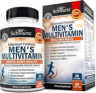 Men's Multivitamin with Vitamin C A B D3 E Zinc for Immune Support - Once Daily Supplement for Energy & Heart - Antioxidants & Digestive Enzymes for Absorption - Mental Clarity & Focus Support -60 Ct