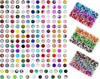 XSEINO About 3800PCS 8mm Glass Beads Bracelet Making Set, 208 Assorted Colors Crystal Glass Beads for Making and DIY Crafts